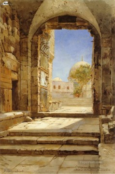  orientalista Pintura al %C3%B3leo - Eingang zum Tempelplatz en Jerusalén Gustav Bauernfeind judío orientalista